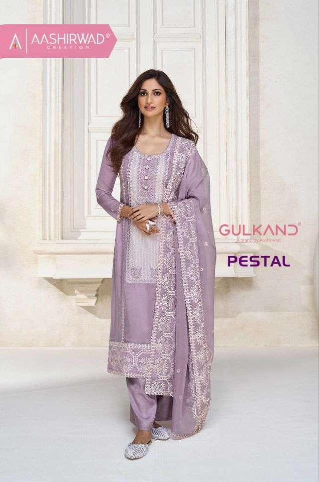 AASHIRWAD GULKAND PESTAL DESINER HEAVY DUPPTA ORGENZA SUIT SUPPLIER