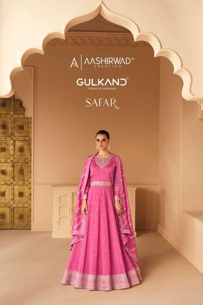 AASHIRWAD GULKAND SAFAR PARTYWEAR LONG GOWN ONLINE DEALER SURAT 