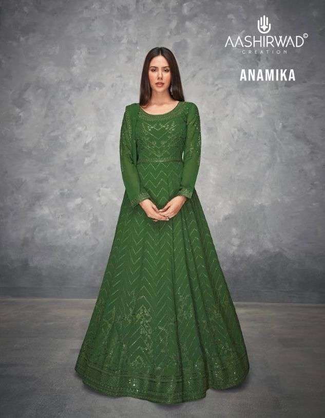 ANAMIKA BY AASHIRWAD GEORGETTE LONG GOWN READYMADE 