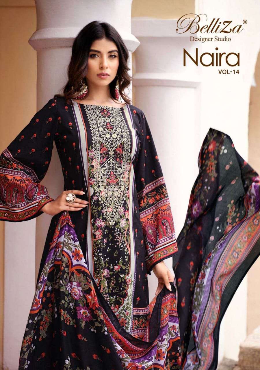 BELLIZA NAIRA VOL 14 PAKISTANI SELF EMBROIDERY SUIT CATLOG EXPOTER