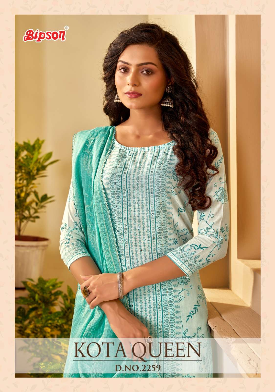 BIPSON KOTA QUEEN 2259 MIROR WORK COTTON SUIT 