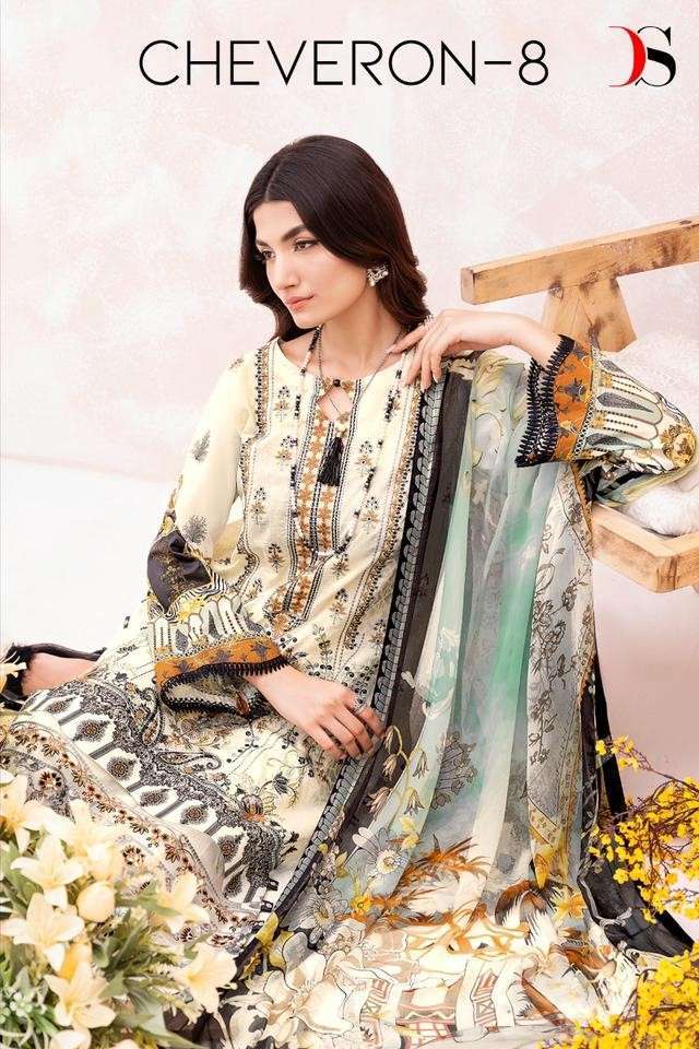 DEEPSY CHEVRON 8 COTTON PAKISTANI PATCH WORK SUIT WHOLESALER 