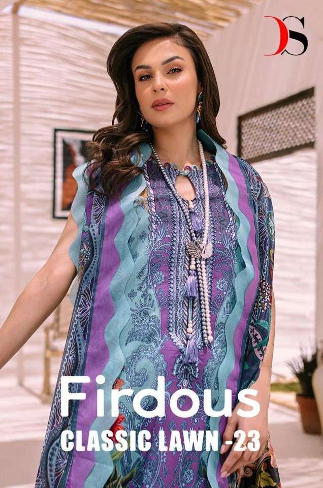 DEEPSY FIRDAUS CLASSIC LAWN 23  PAKISTANI SUIT  WHOLESALE