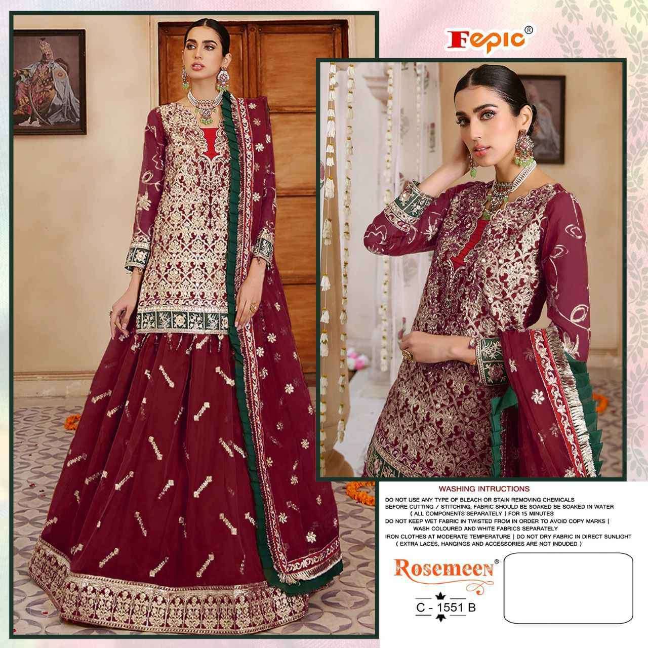 FEOIC ROSEMEEN C 1551  PAKISTANI ORGENZA COLLECTION SUPPLIER 