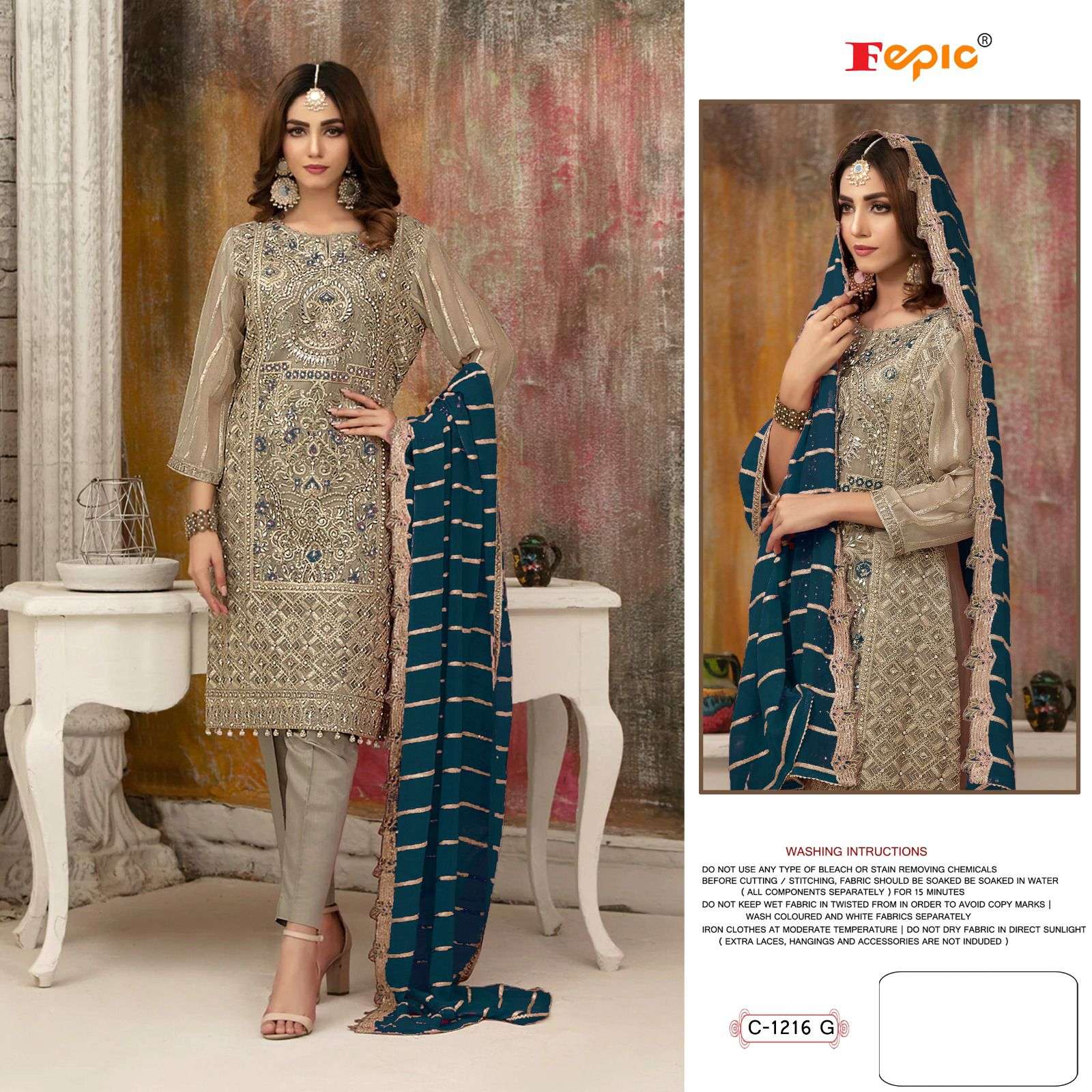 FEPIC C1216 PAKISTANI PATCH WORK SUIT WHOLESALER 