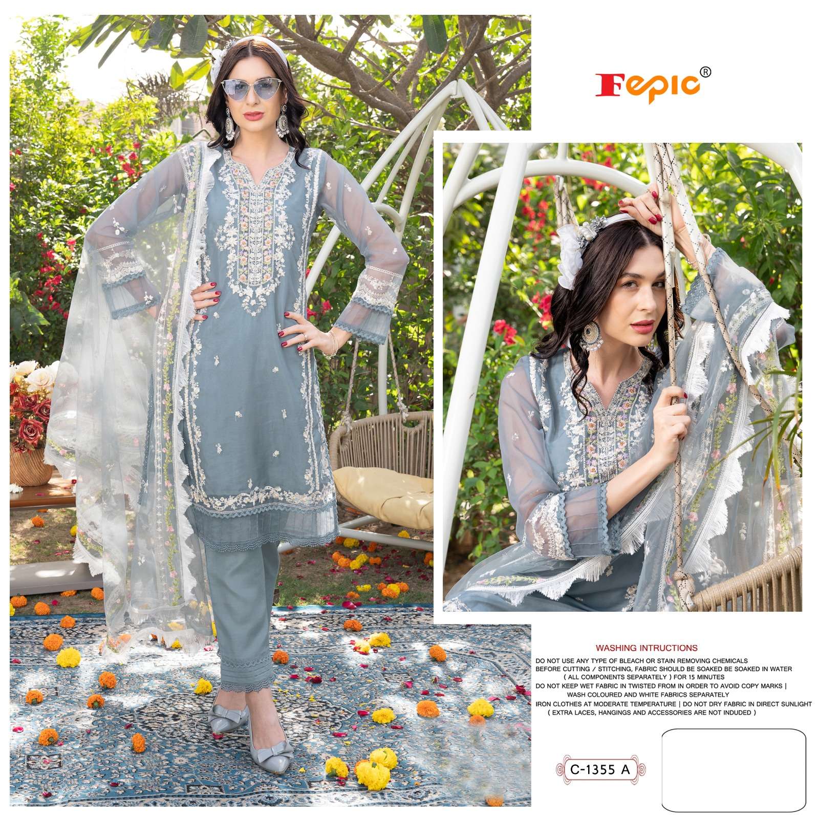 FEPIC ROSEMEEN C1355 ORGENZA PE PAKISTANI SUIT SUPPLIER 