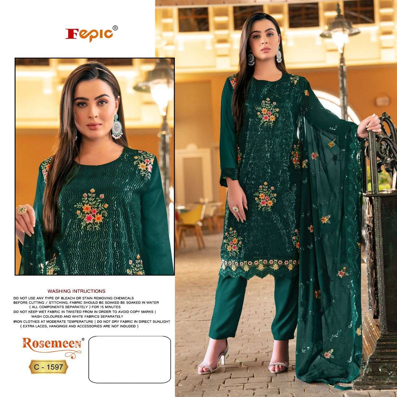 FEPIC ROSEMEEN C1597 PAKISATNI FANCY DESINER SUIT WHOLESALER 