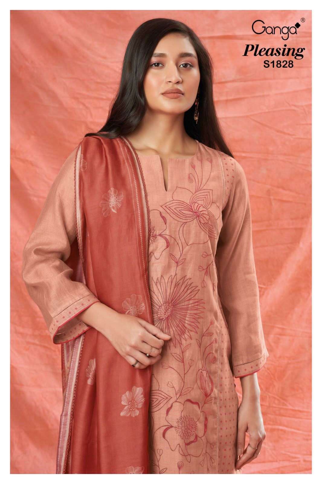 GANGA PLEASING 1828 CASUAL WEAR LINEN SILK SUIT WHOLESALER 