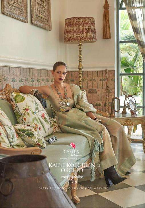 KALKI KOECHLIN ORCHID BY RAJTEX HANDLOON NYLON WEAVING PARTY WEAR SAREE 