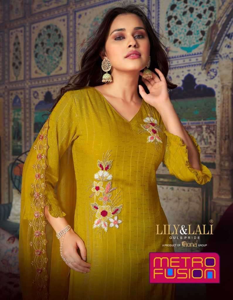 LILY AND LALI METRO FUSION  ETHNIC KURTI PENT DUPPTA CATLOG WHOLESALER 