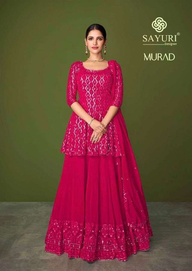 MURAD BY SAYURI GEORGETTE  READYMADE PEPLUN SUIT SUPPLIER 