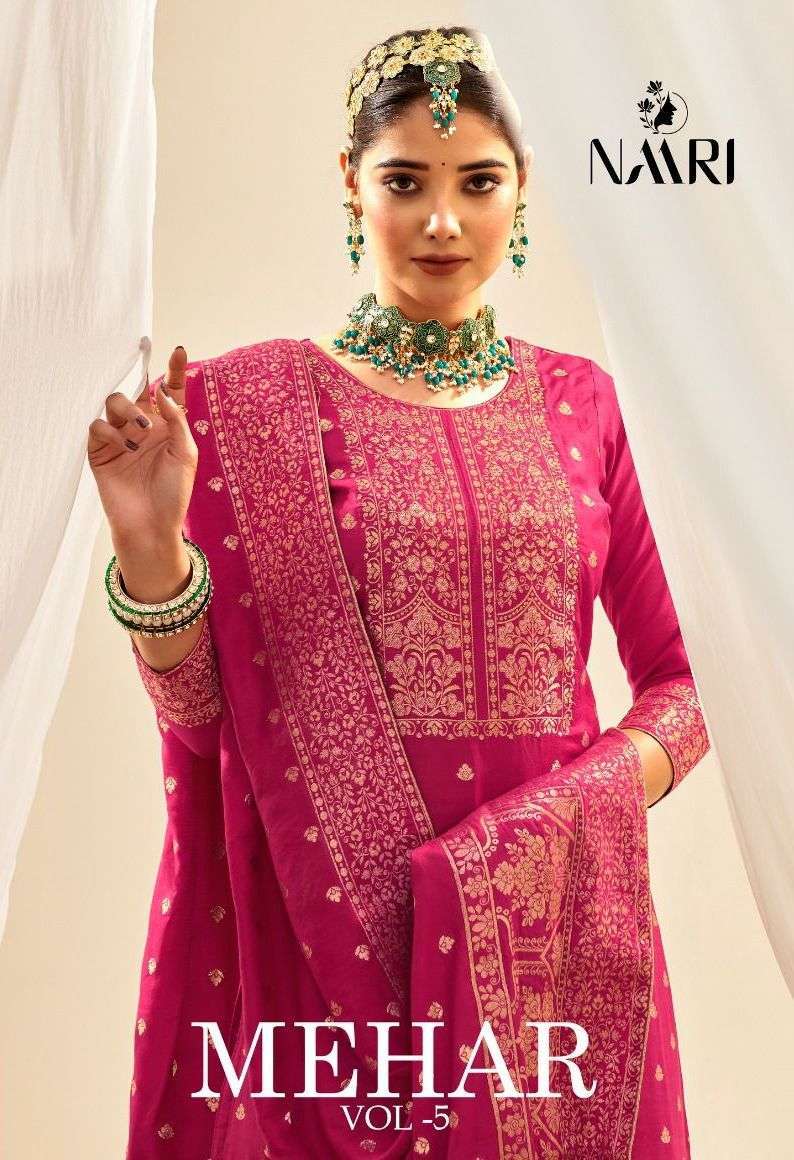 NAARI MEHAR VOL5 FANCY JACARD SILK SALWAR KAMEEZ EXPOTER SURAT