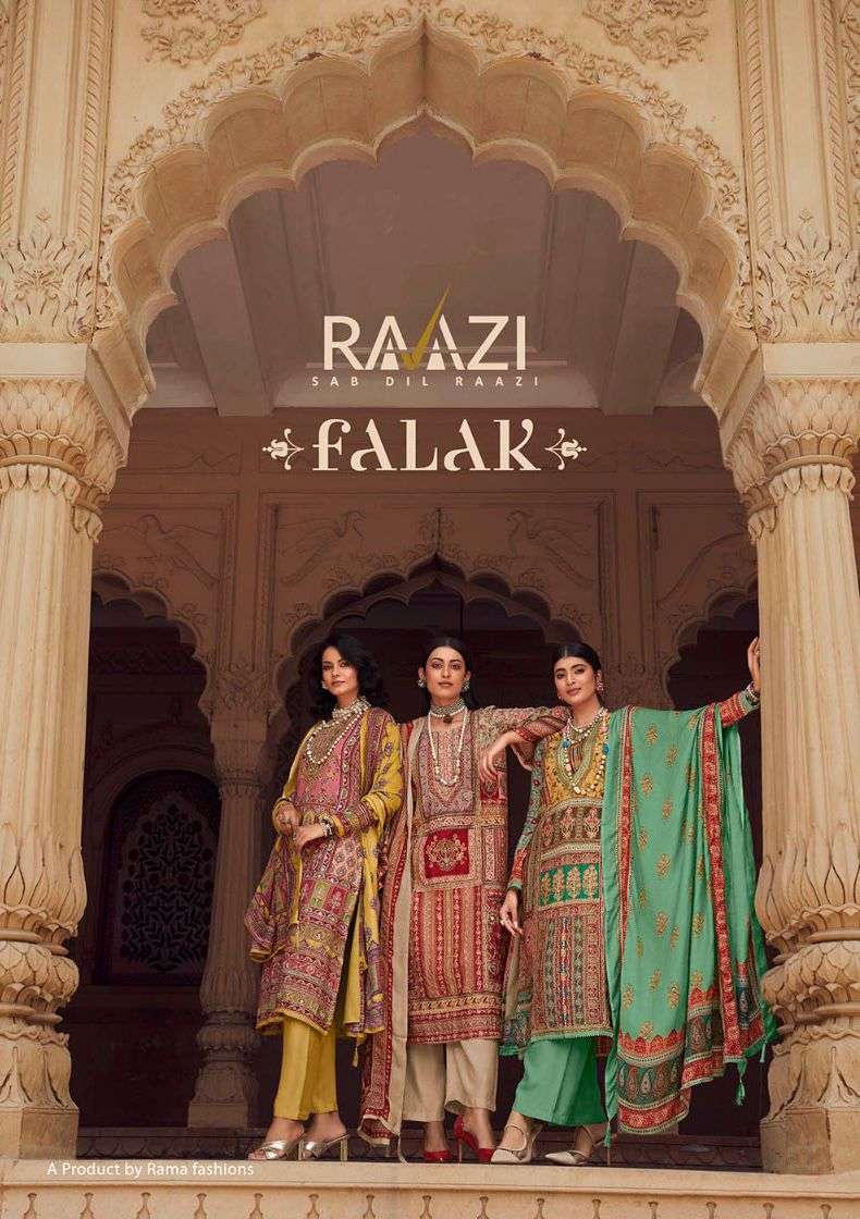 RAAZI FALAK FASTIVE COLLCTION BEMBERG MUSLIN SUIT SUPPLIER 