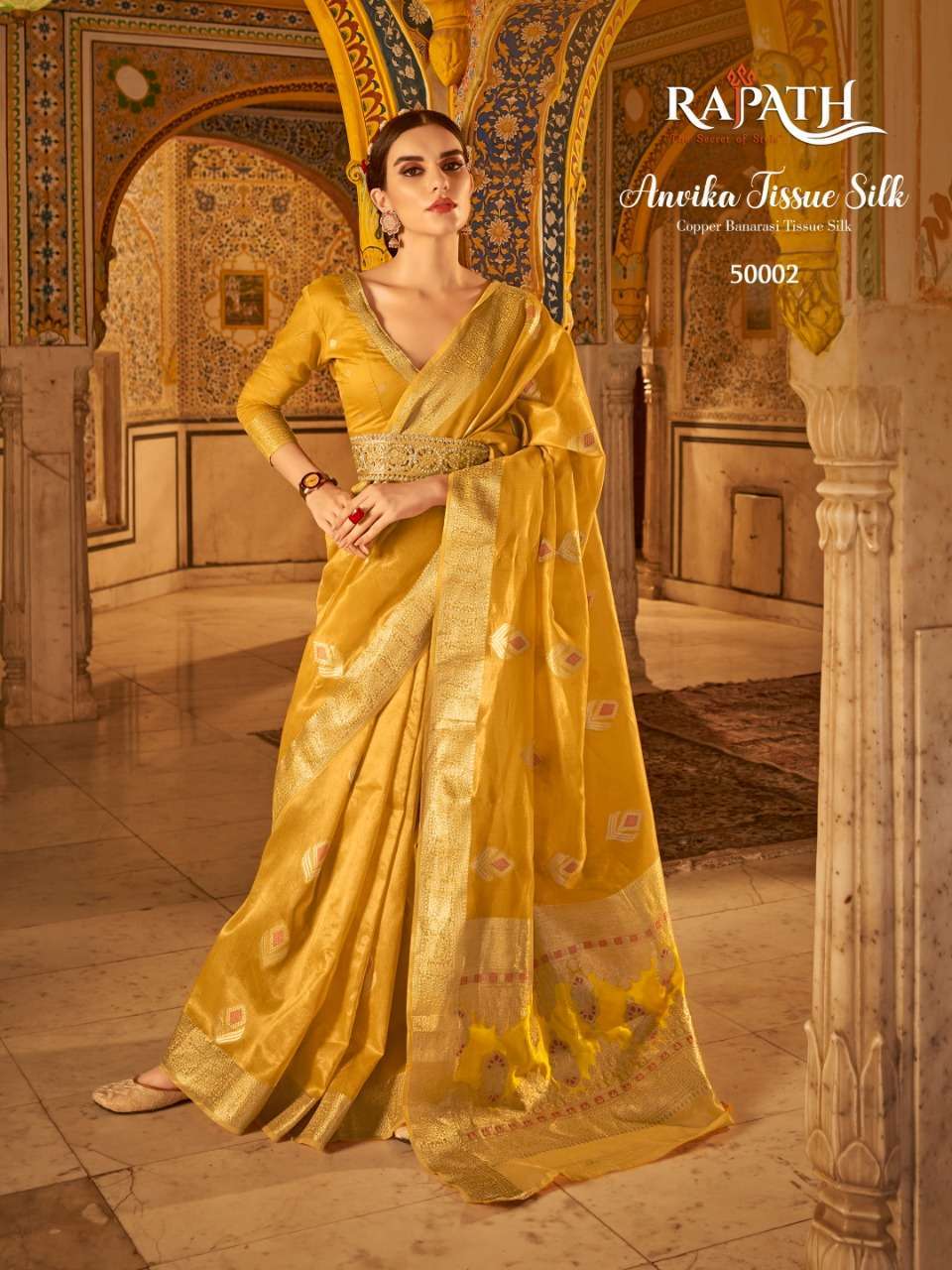 RAJPATH ANVIKA TISSU SILK BANARASI SAREE CATLOG DEALER SURAT