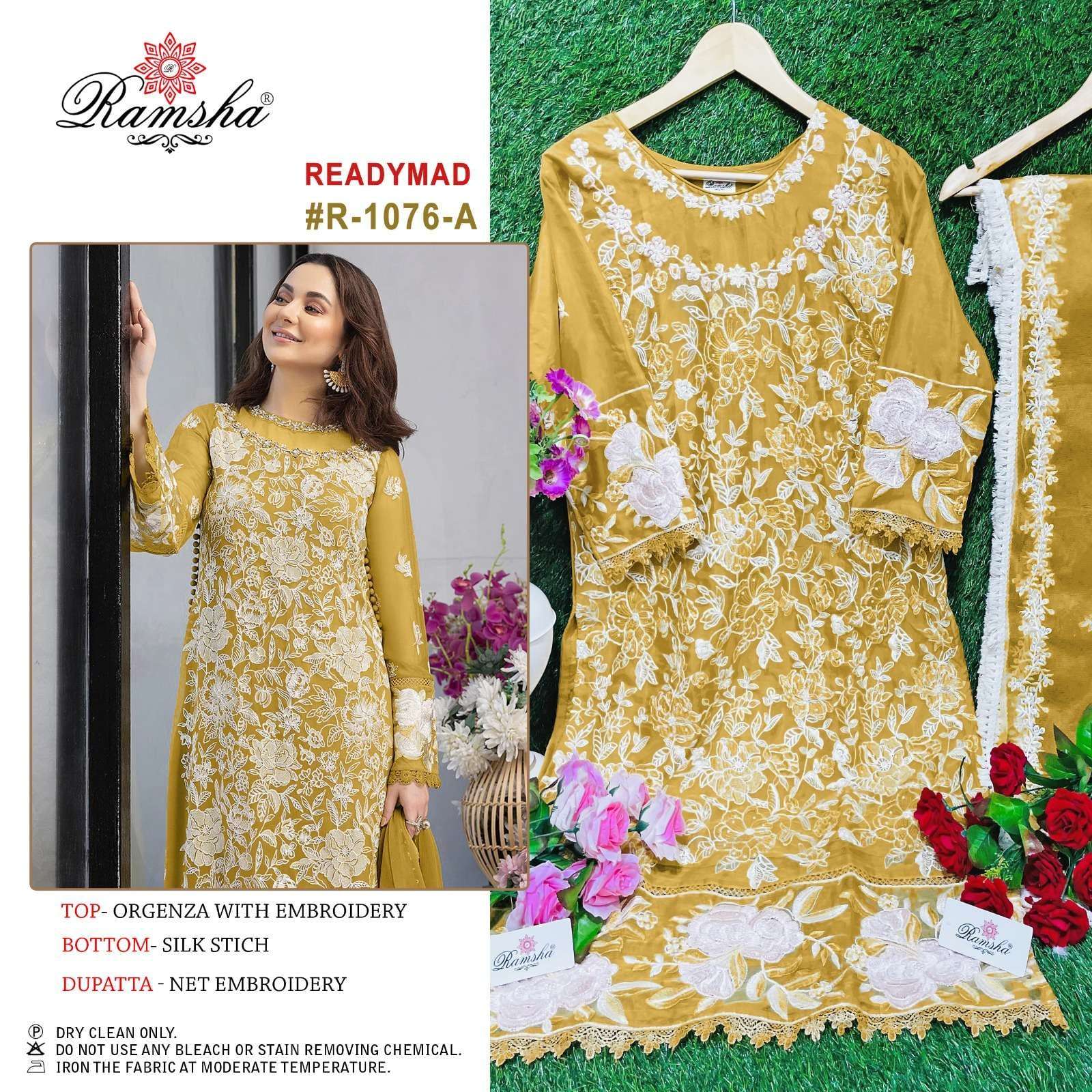 RAMSHA R-1076 DESIGNER PAKISTANI READYMADE SALWAR KAMEEZ WHOLESALER 