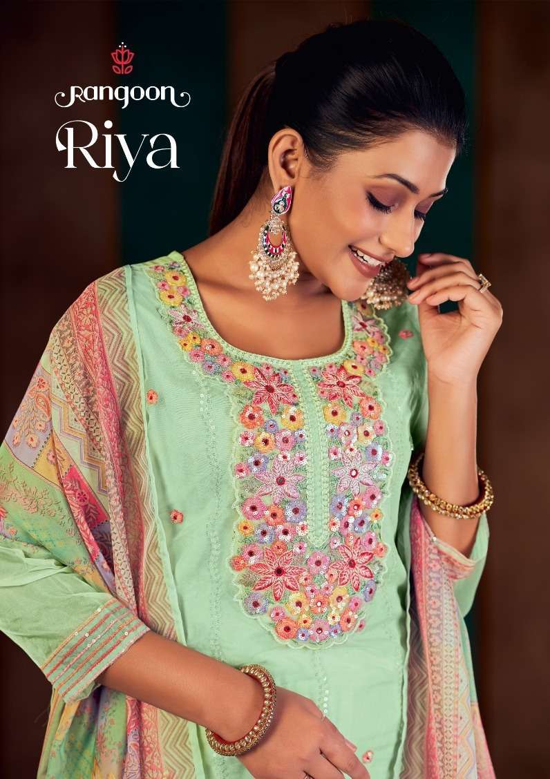 RANGOON RIYA ORGENZA EMBROIDERY READYMADE COLLECTION WHOLESALER 