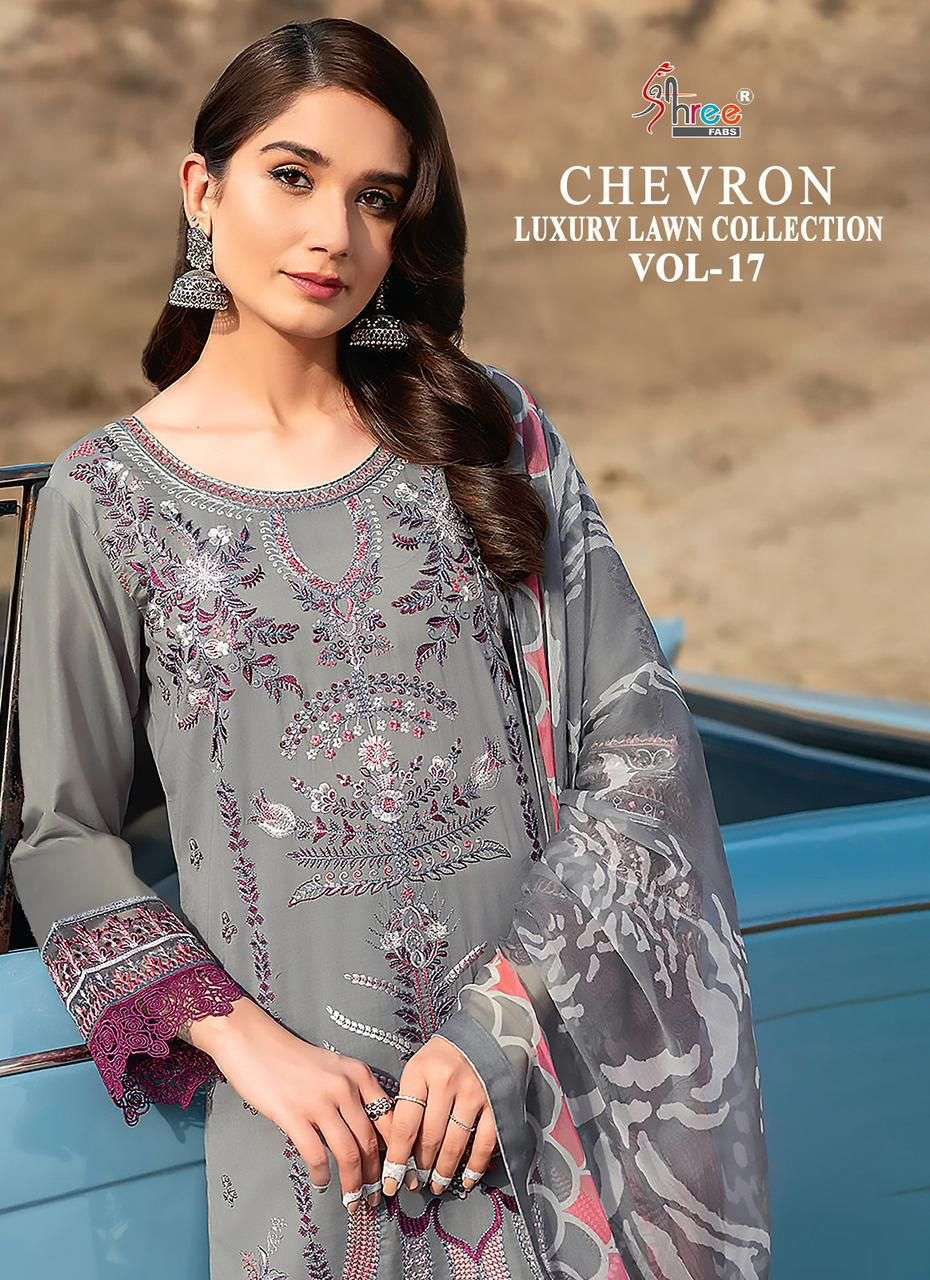 SHREE FABS CHEVRON LUXURYLAWN COLLECTION VOL 17 PAKISTANI SALWAR KAMEEZ SURAT SUPPLIER 