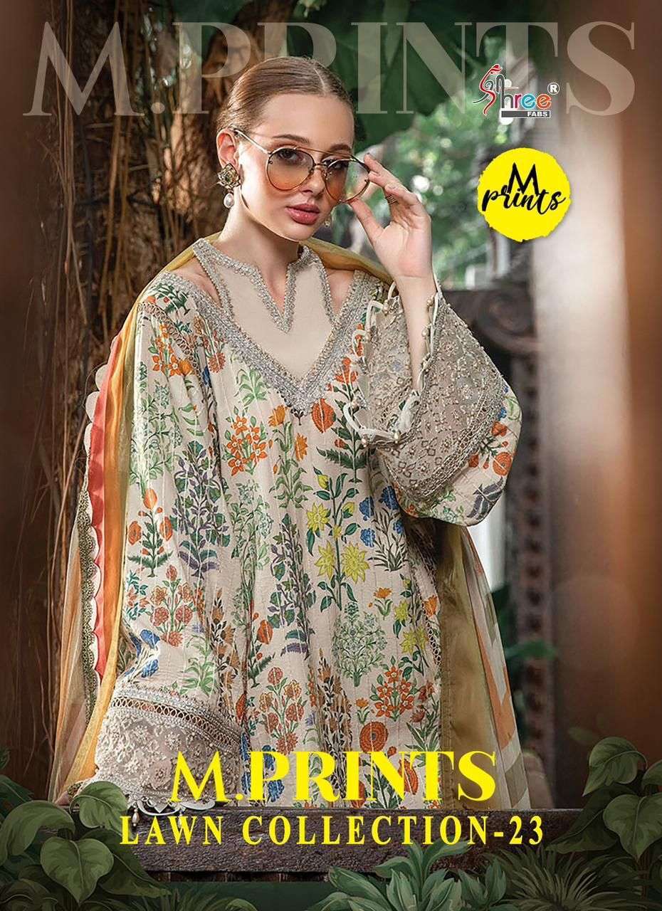 SHREE FABS M PRINT LAWN  COLLECTION VOL 23 PAKISTANI COTTON SUIT WHOLESALER SURAT