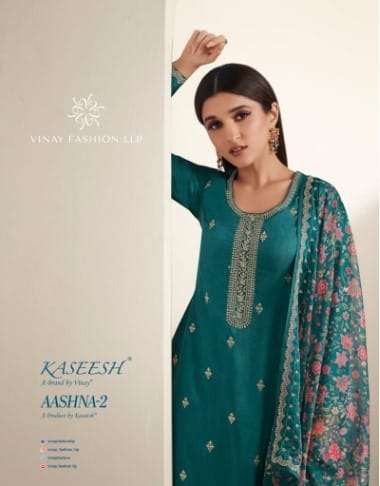 VINAY KASEESH AASHNA VOL 2 DESIGNER SILK SALWAR SUIT WHOLESALER SURAT