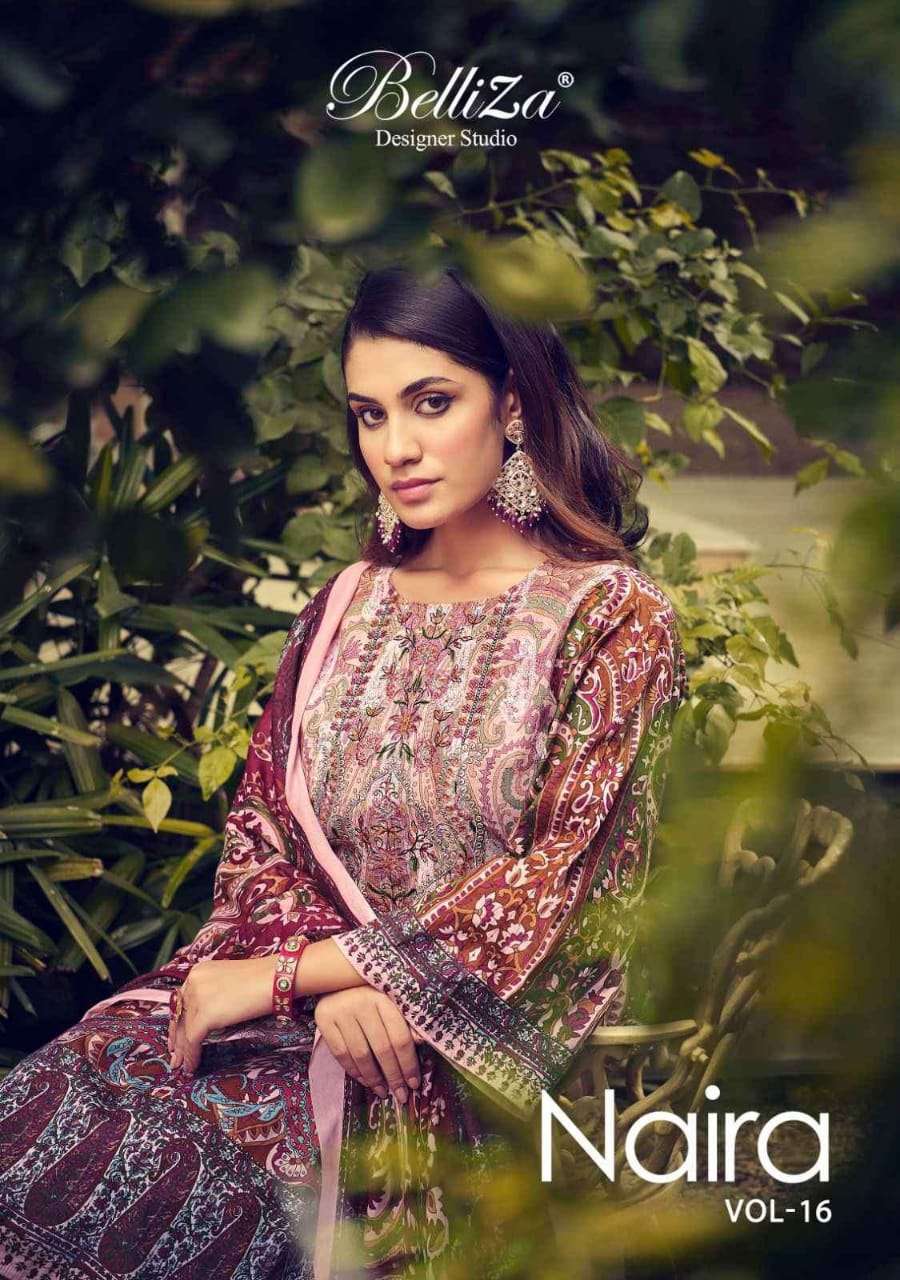 BELLIZA NAIRA VOL 16 COTTON SELF EMBRODERY PAKISTANI SUIT CATLOG DEALER 