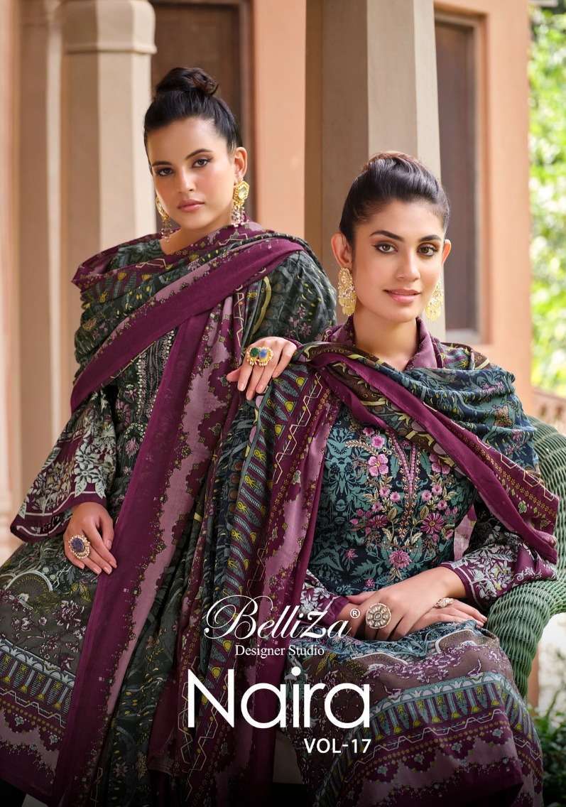 BELLIZA NAIRA VOL 17 COTTON SELF EMBROIDERY PAKISATNI CATLOG SUPPLIER