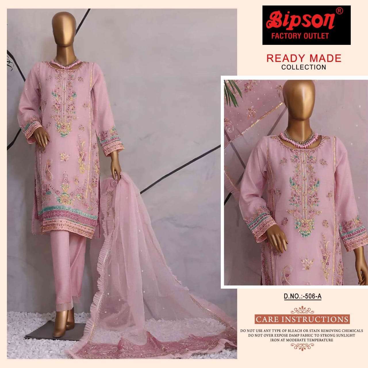 BIPSON 506 ORGENZA PAKISTANI READYMADE SUIT SUPPLIER 