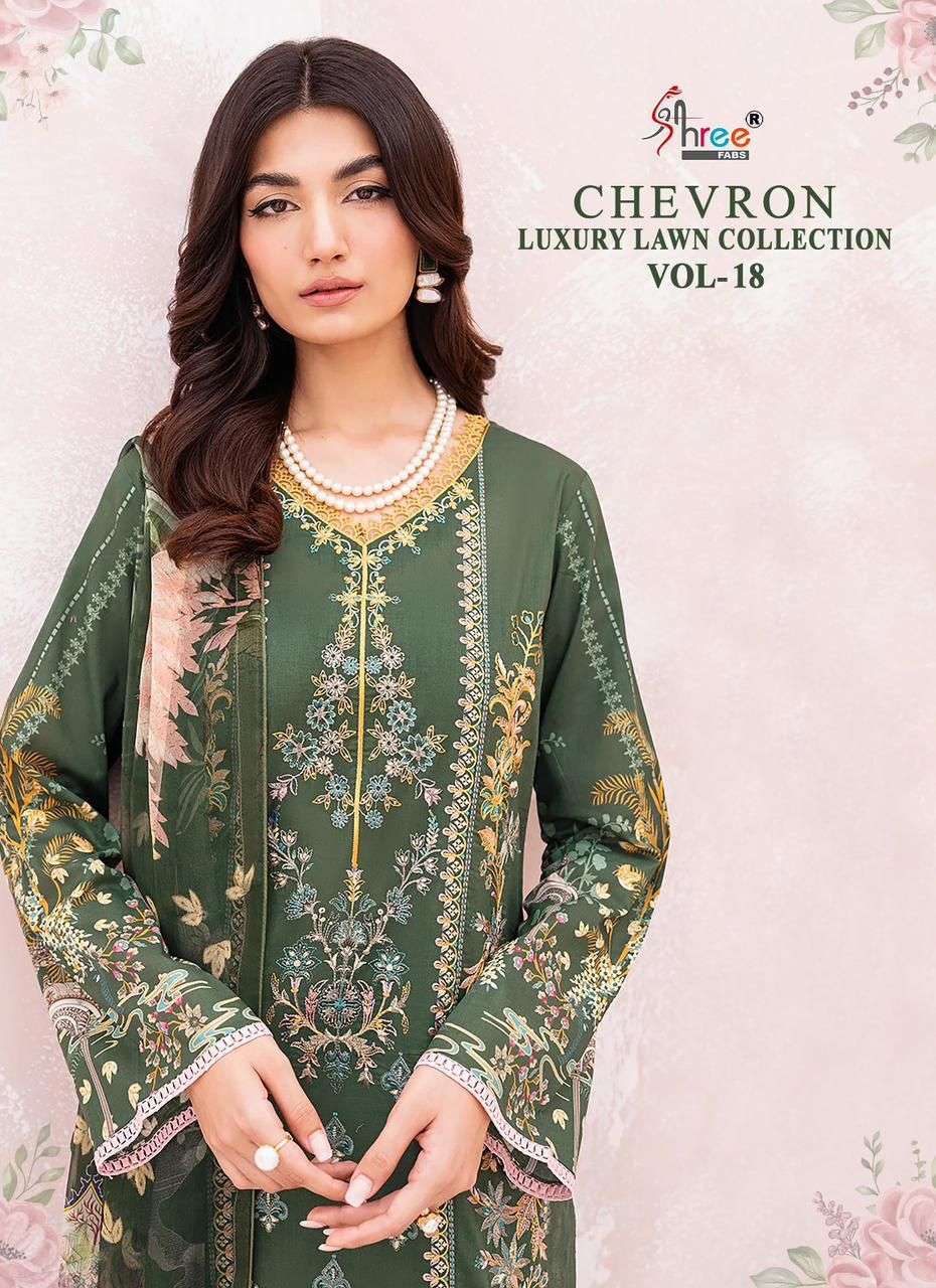 CHEVRON LUXURY LAWN VOL 18 BY SHREE FAB PAKISTANI PATCH WORK COLLECTION