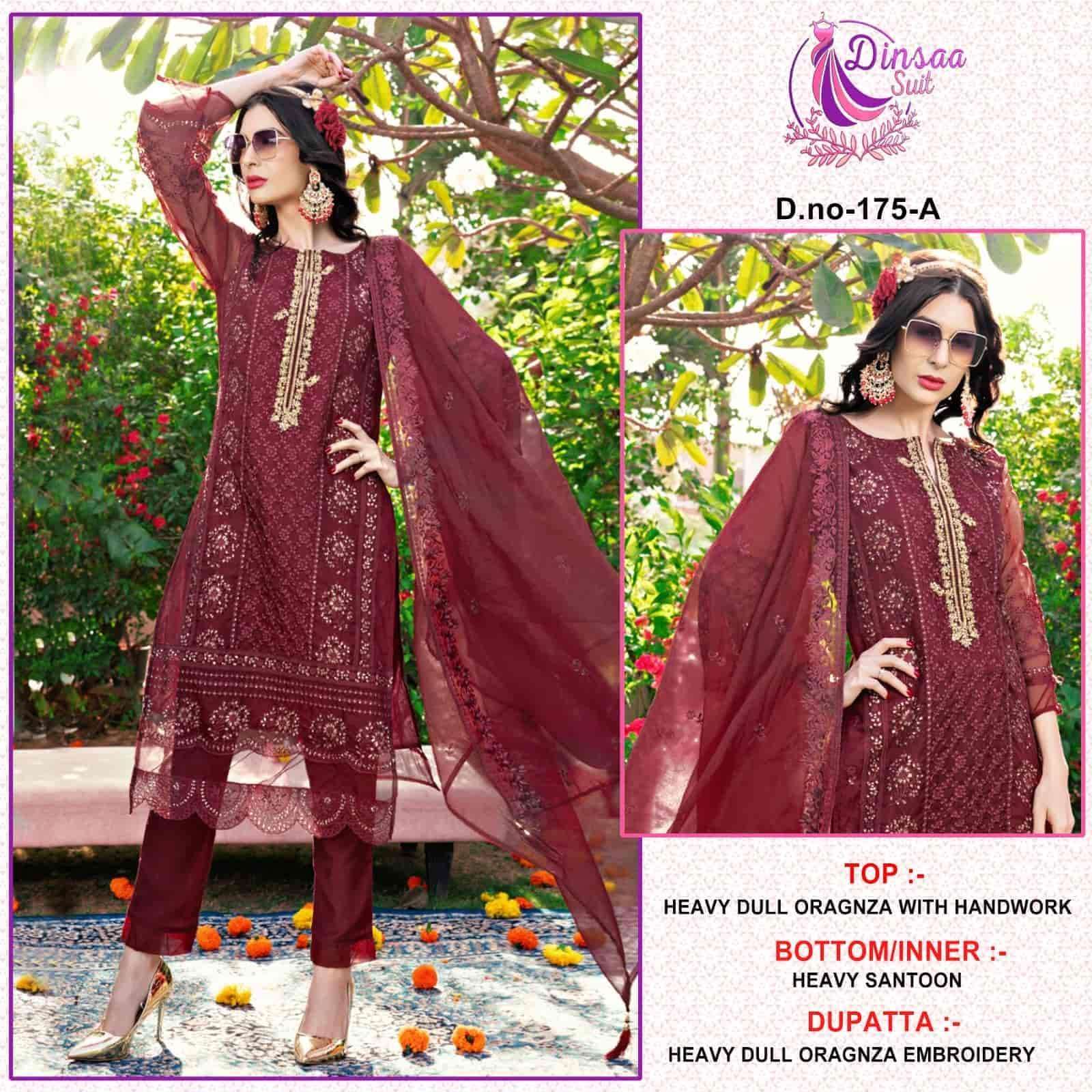 DINSAA 175 PARTYWEAR PAKISTANI ORGENZA SUIT WHOLESALER 