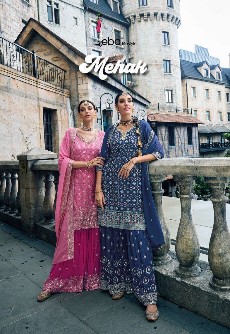 EBA MEHAK WEDDING WEAR GARARA STYLE SUIT CATLOG SUPPLIER