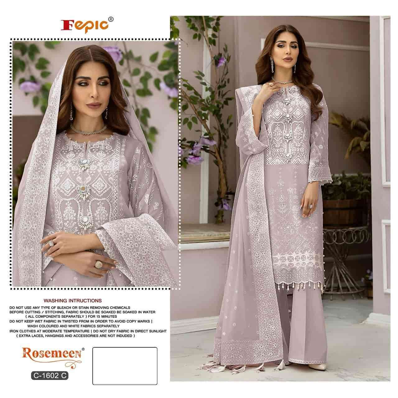 FEPIC ROSEMEEN C1602 ORGENZA PAKISTANI SINGLE SUIT DESIGN COLLEC TION