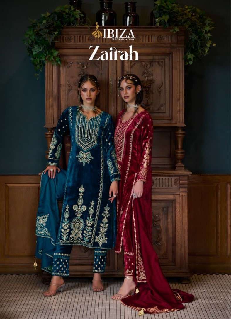 IBIZA ZAIRAH KASHMIRI WEDDING WEAR VELVET SUIT WHOLESALER