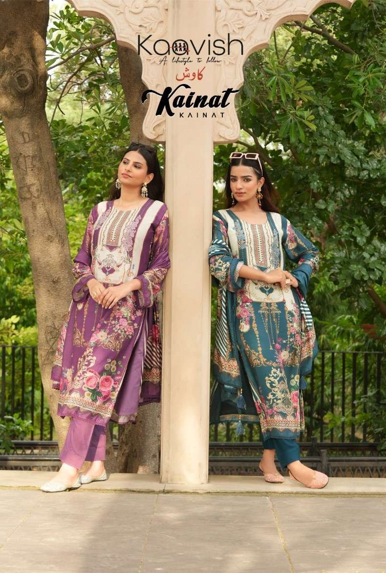 KAAVISH KAINAT VISCOSE MUSLIN DIGITAL PRINT SUIT CATLOG WHOLESALER 