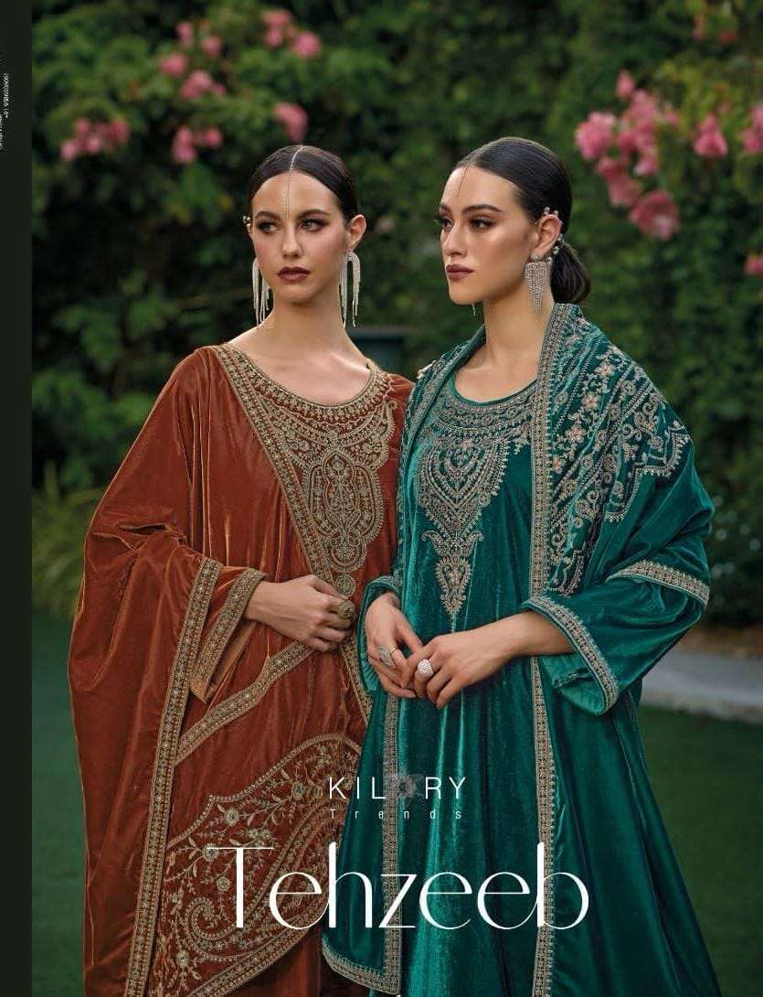 KILORY TRENDZ TEHZEEB PRE WINTER VELVET CATLOG SUIT WHOLESALER SURAT