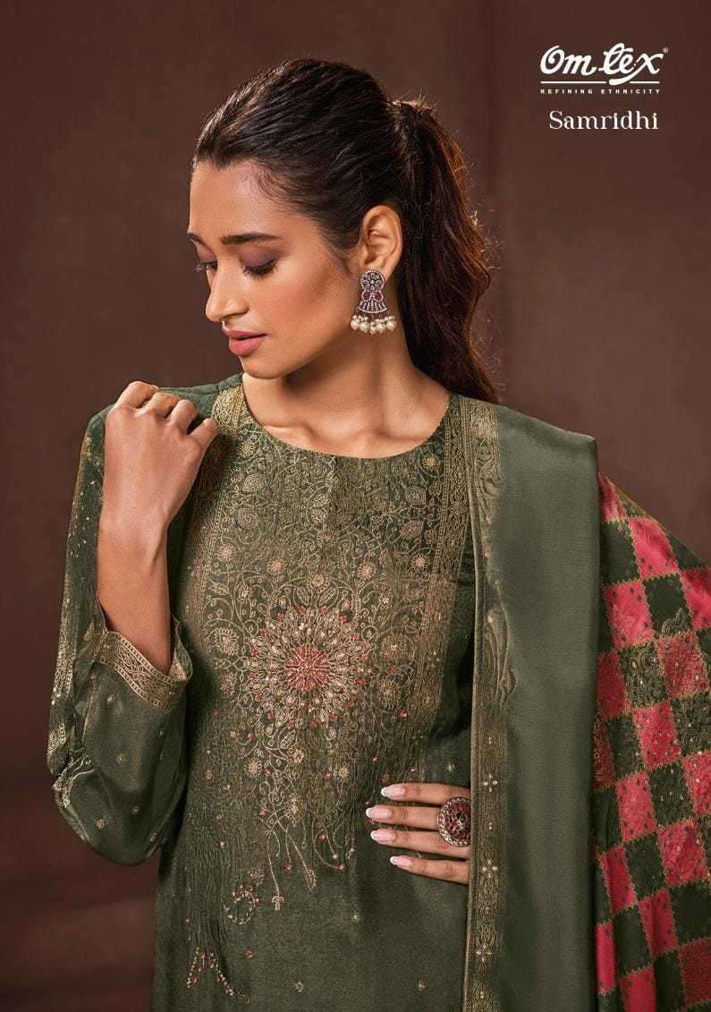 OMTEX SAMRIDHI BANARASI JACQUARD SALWAR KAMEEZ CATLOG DEALER 