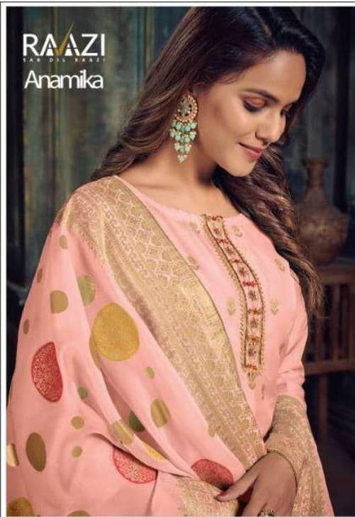 RAAZI ANAMIKA WOVEN SILK WITH HANDWORK SALWAR KAMEEZ WHOLESALE ONLY