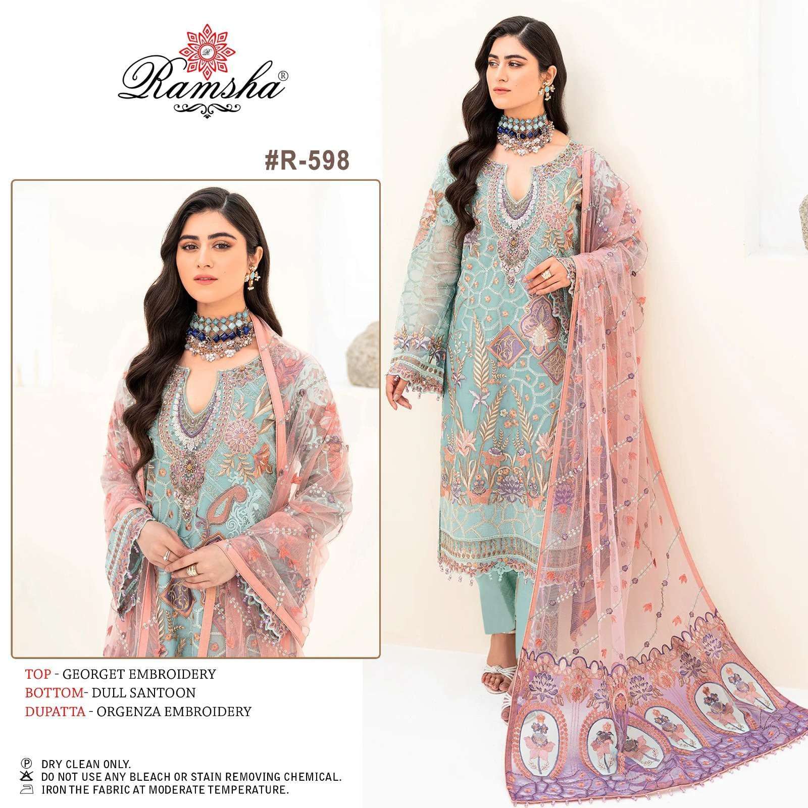 RAMSHA R-598 GEORGET PAKISTANI PATCH WORK ONLINE BEST SELLER