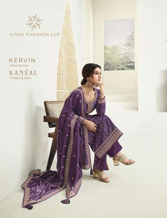 VINAY FASHION KERVIN KANVAL DIGITAL PRINT WORK VELVET SUIT WHOLESALER