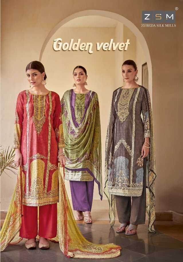 ZSM GOLDEN VELVET WINTER WEAR PURE DUPPTA CATLOG SUPPLIER 