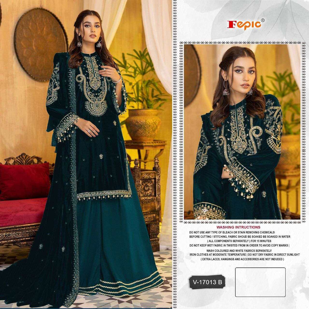 FEPIC ROSEMEEN V17013 PAKISTANI VELVET PRE WINTER SUIT WHOLESALER