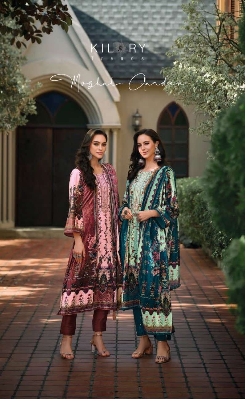 KILORY MUGHAL GARDEN PAKISTANI PRINT VELVET CATLOG SUPPLIER