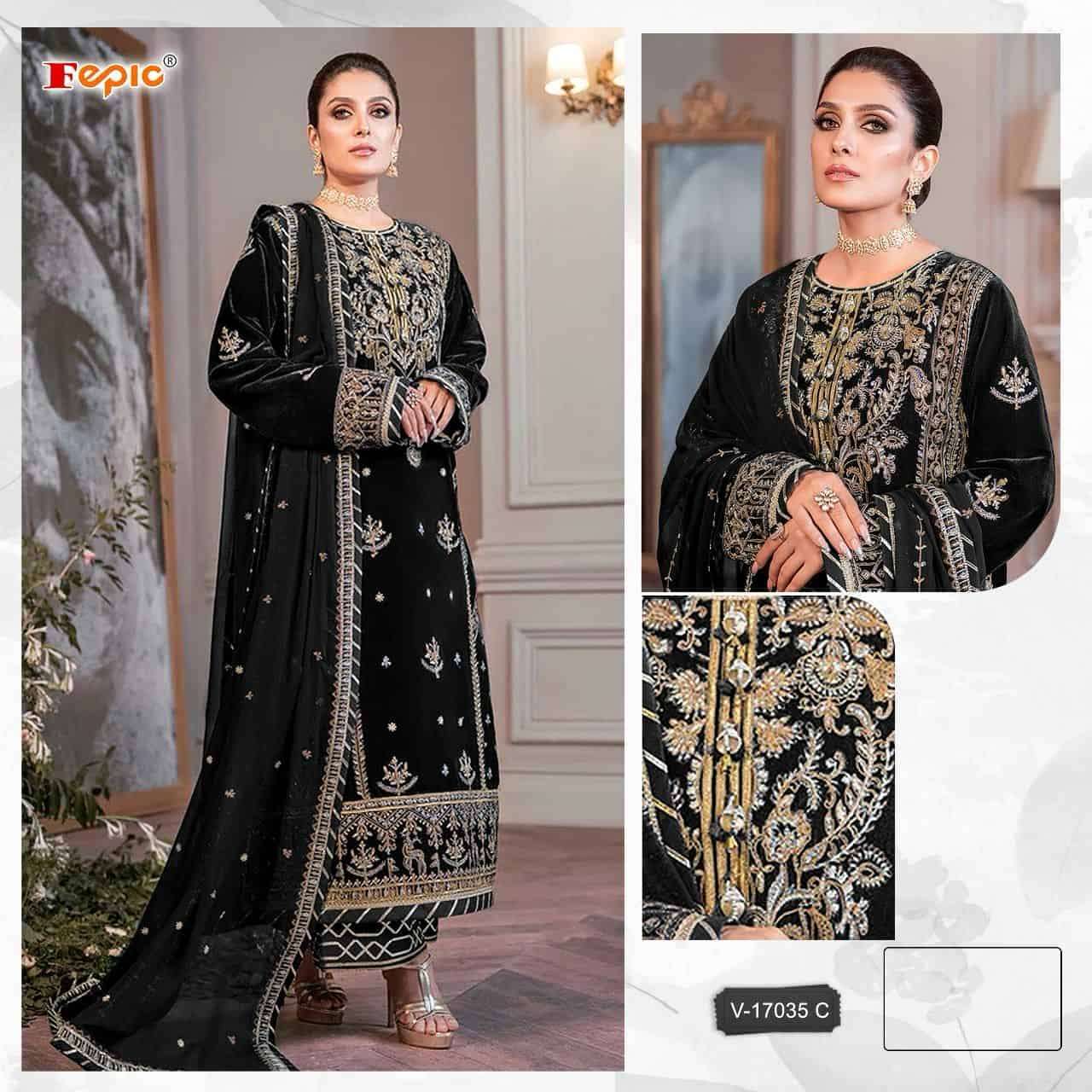 fepic rosemeen V 17035 PAKISTANI VELVET WINTER WEAR SALWAR SUIT WHOLESALER INDIA