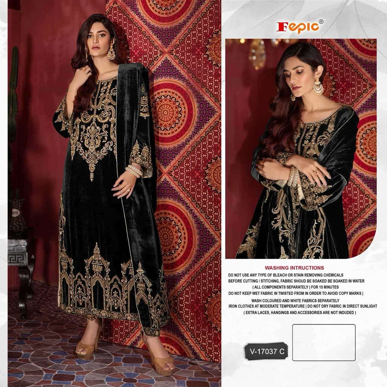 FEPIC ROSEMEEN V17037 PAKISTANI VELVET WINTER WEAR SUIT SUPPLIER ONLINE DEALER