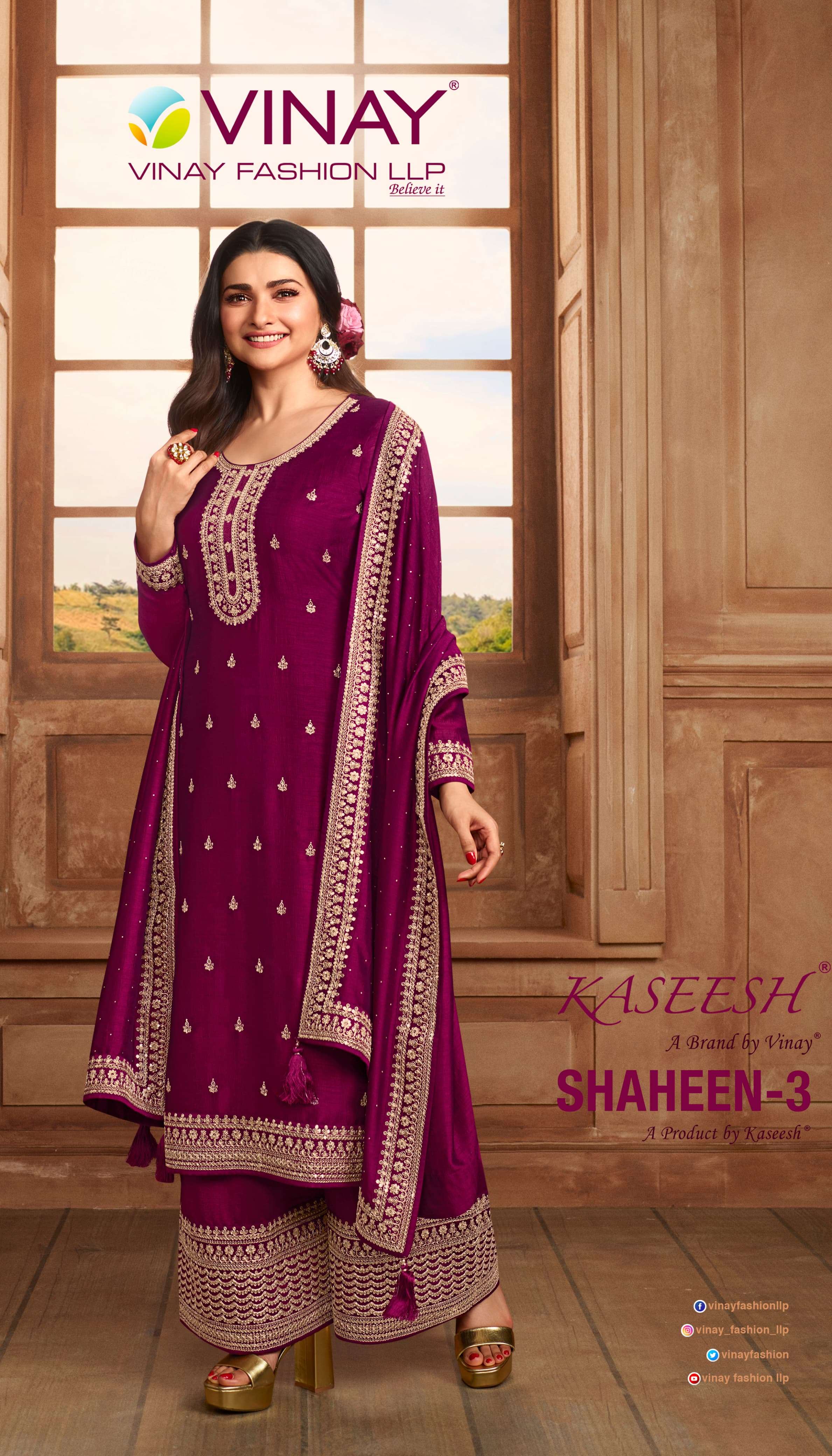 VINAY FASHION KASEESH SHAHEEN VOL3PLAZO SUIT COLLECTION SELLER 