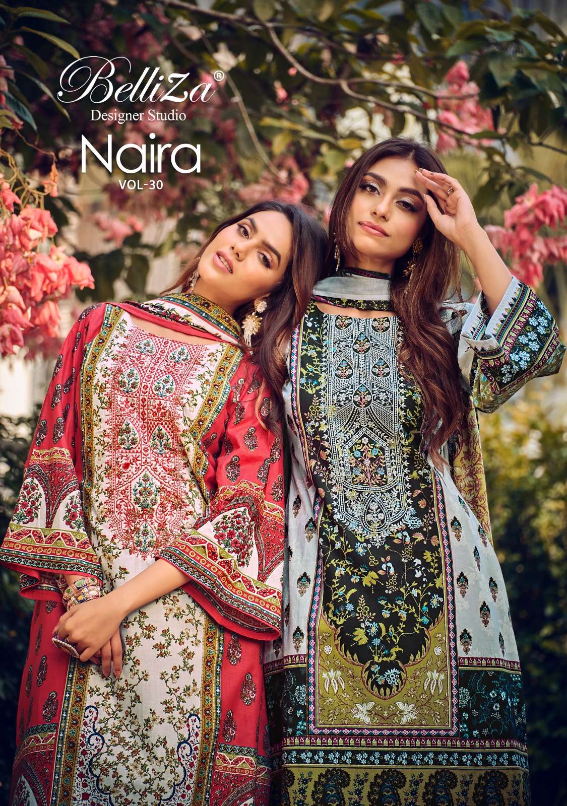 BELLIZA NAIRA VOL30 DIGITAL PRINT COTTON PAKISTANI SELF EMBRODIERY SUMMER COLLECTION WHOLESALER DEALER SURAT