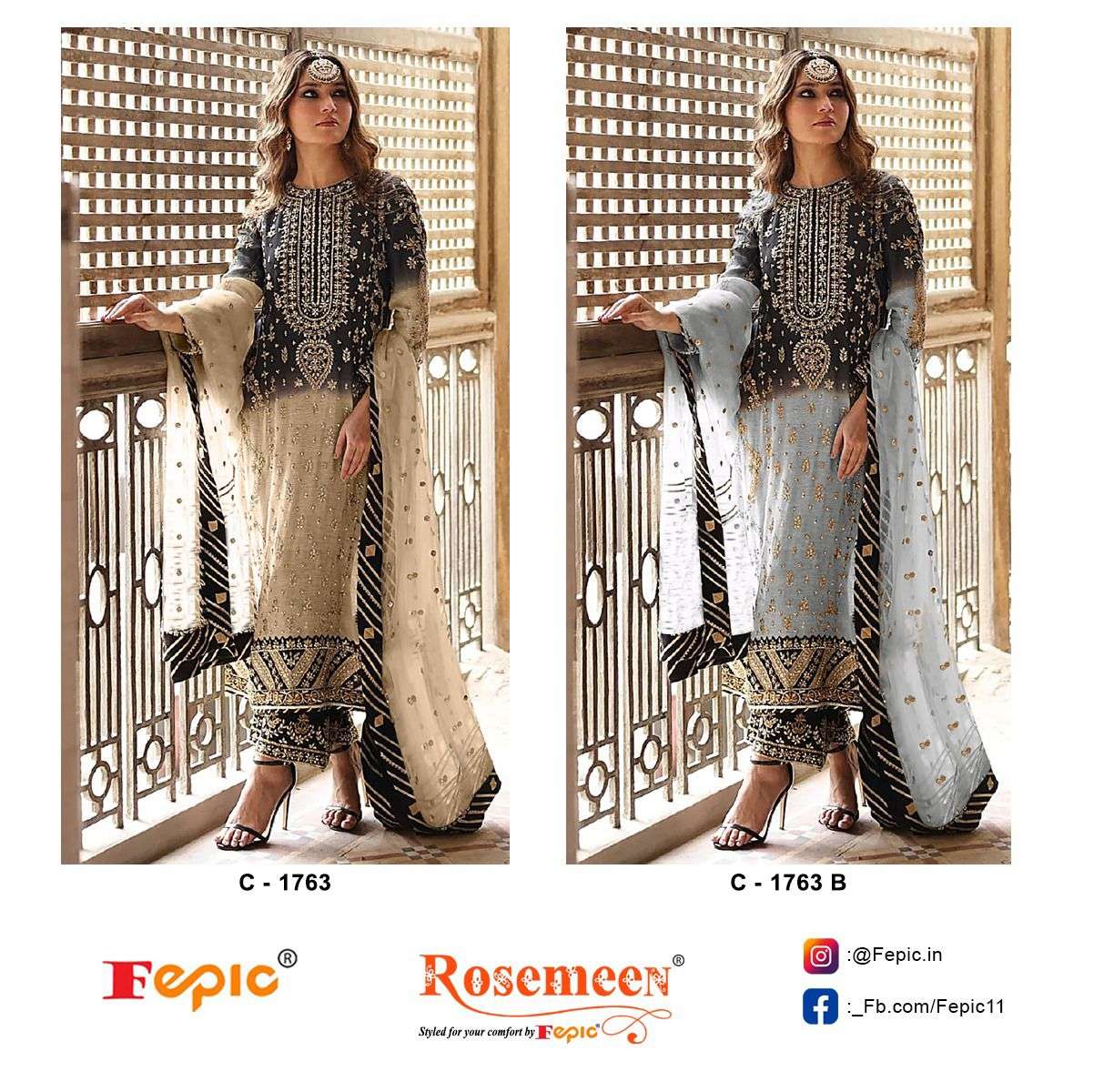 FEPIC C1763 ROSEMEEN PAKISTANI SUITS ONLINE INDIA