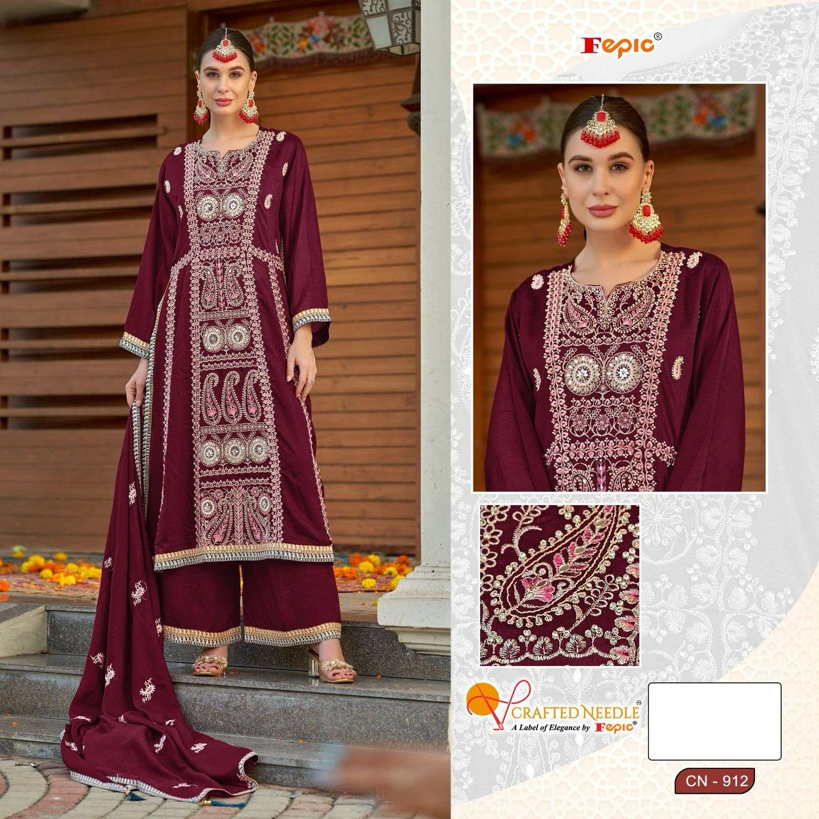 FEPIC CN912 CRAFTED NEEDLE  READYMADE PAKISTANI SALWAR DESIGN