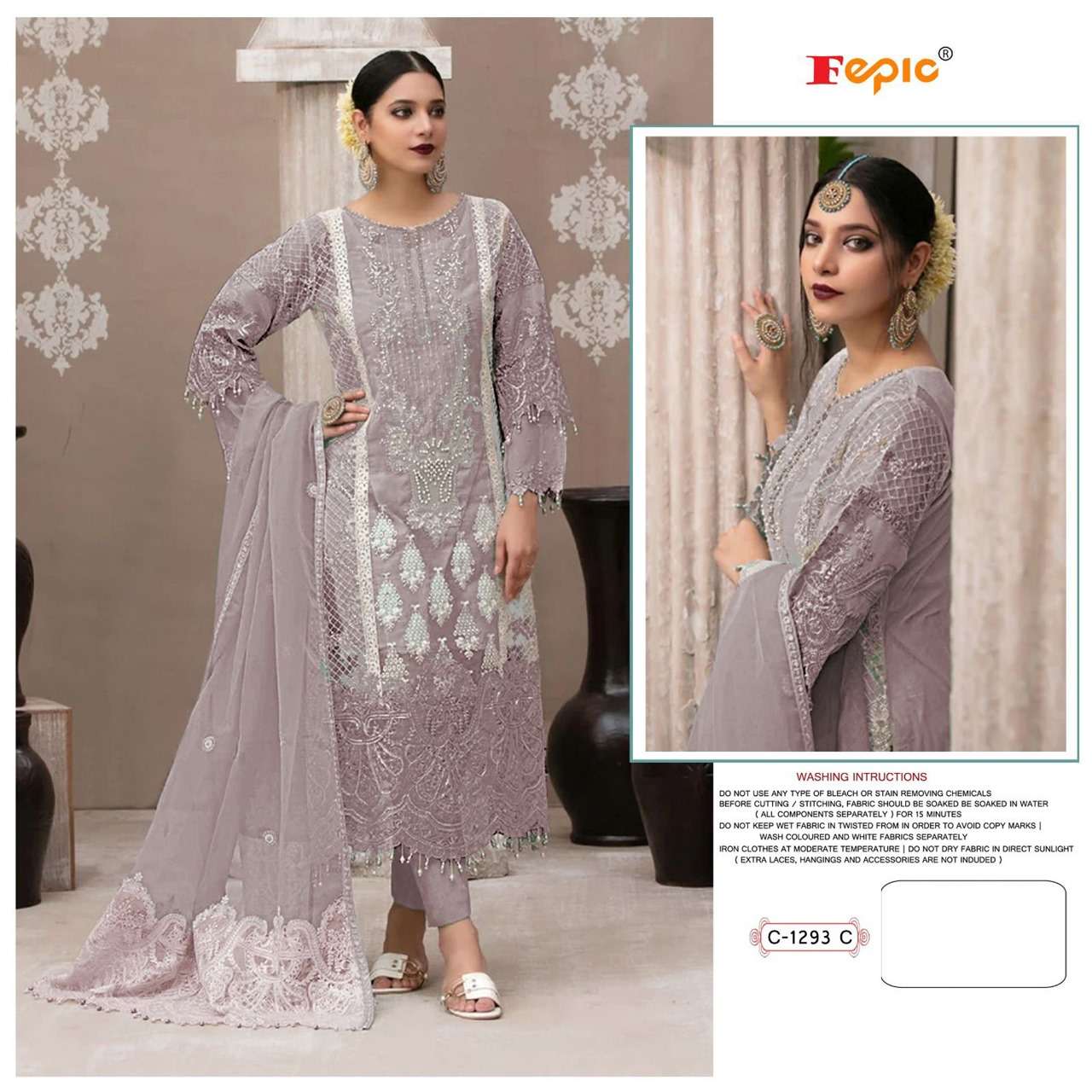 FEPIC ROSEMEEN 1293 ORGENZA PAKISTANI SUIT WHOLESALER