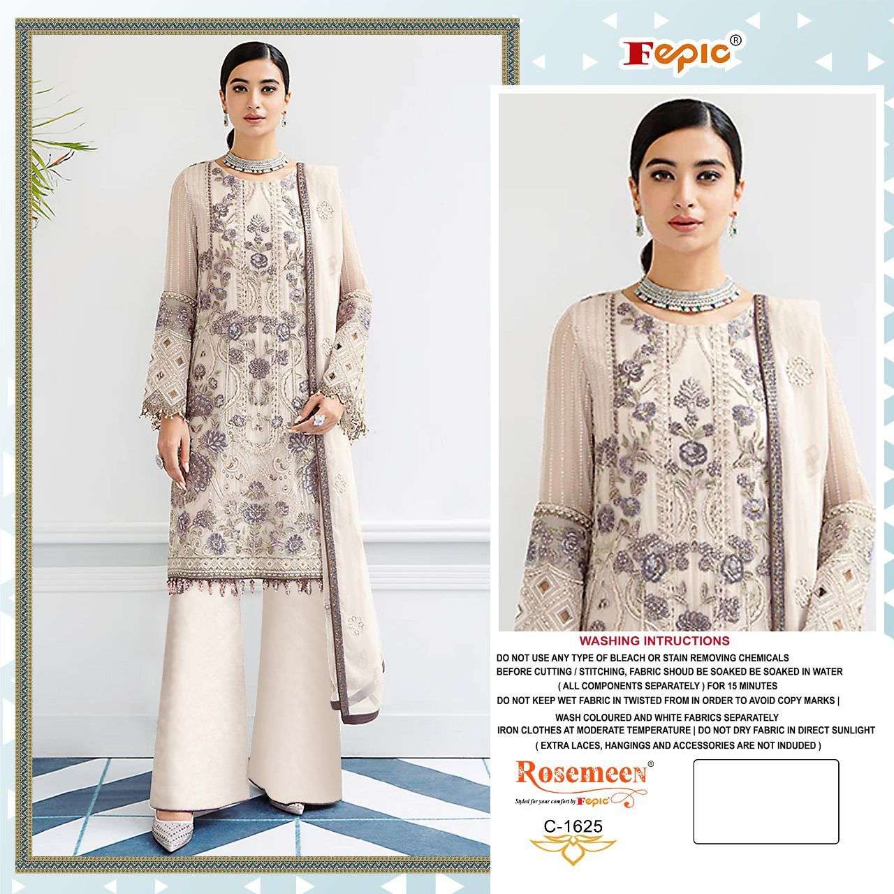 FEPIC ROSEMEEN C1625 PAKISTANI GEORGETTE SINGLE SUIT SUPPLIER 