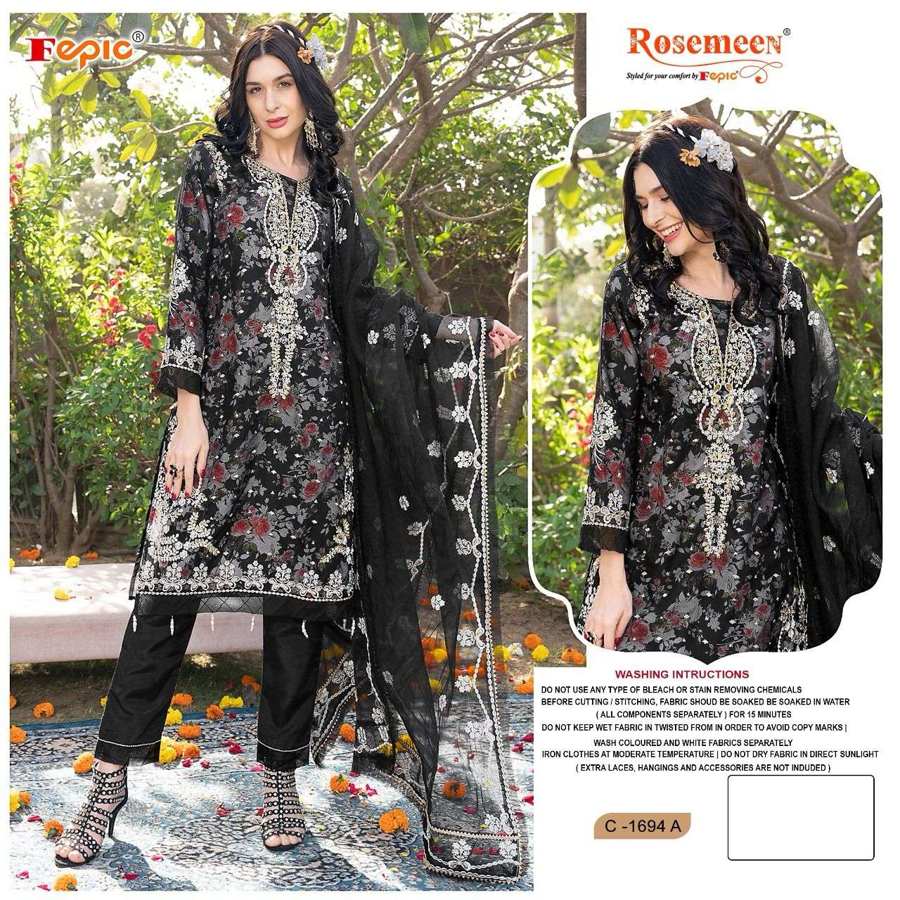 FEPIC ROSEMEEN C1694 PAKISTANI ORGENZA SUIT SUPPLIER 