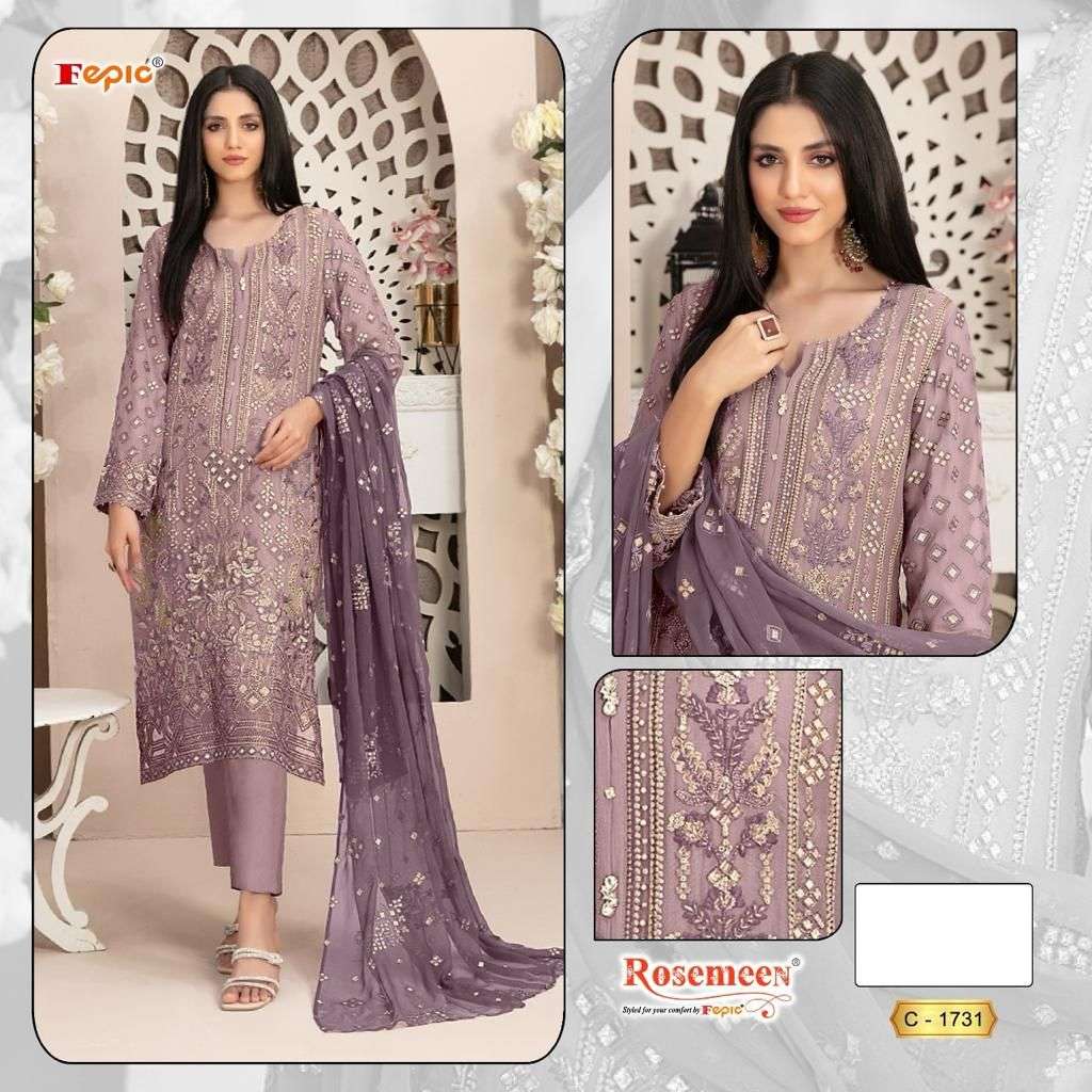 FEPIC ROSEMEEN C1731 GEORGETTE PAKISTANI SINGLE SUIT SUPPLIER ONLINE DEALER